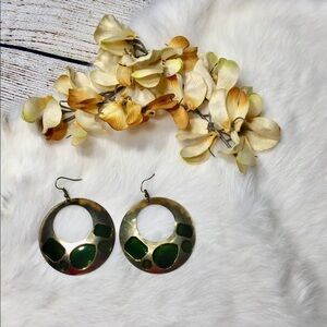Gold & Green Statement Earrings